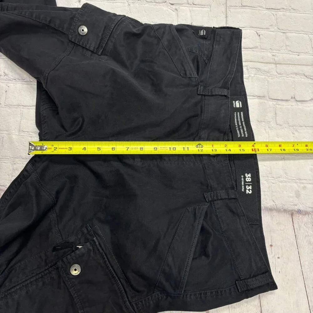 G-Star Raw Men Roxic Straight Tapered Cargo Pants Size 38x32 Black C132 -15